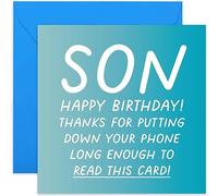 Old English Company Funny Birthday Card for Son - Putting Down Your Phone - Hilarious Son Birthday Greeting Card | Blank Inside Envelope