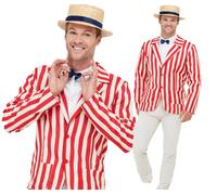 Old English Jacket + Hat Mens Fancy Dress Barbershop 20s Adults Costume M-XL