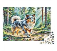 Old English Sheepdog 1000 Piece for Adults Teens: Tricolor Dog in Woods Educational Game for Wall Decoration 38x26cm/1000pcs