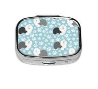 Old English Sheepdog Background,Meta Pill Box 2 Compartment Medicine Case,Portable Organizer,Rectangle Meta Portable Organizer Pill Box 295 Compartment Medicine Case