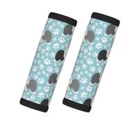 Old English Sheepdog Background with Hand Drawn Paws Cute Cartoon, 2 Pcs Luggage Handle Wrap Grips, Comfort Soft Handle Covers Luggage Tag