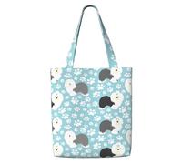Old English Sheepdog Background With Hand Drawn Paws Cute Cartoon,Reusable Grocery Bags Shopping Tote Bags Large Capacity Canvas Shoulder bag