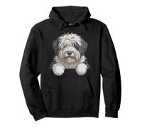 Old English Sheepdog Cute Peeking Bobtail Dog Lover Pullover Hoodie