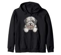 Old English Sheepdog Cute Peeking Bobtail Dog Lover Zip Hoodie