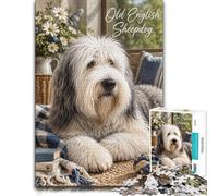 Old English Sheepdog Daisies Window Jigsaw 1000pcs (38x26cm) for Adults | For screen-free leisure, this adult jigsaw puzzle with 1000 pieces brings a classic challenge to rainy-day downtime.