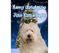 Old English Sheepdog Dog Merry Christmas Personalised Card A5 Any Name TM193