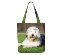 Old English Sheepdog Dog,Reusable Grocery Bags Shopping Tote Bags Large Capacity Canvas Shoulder bag
