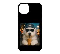 Old English Sheepdog Drinking Iced Coffee Funny Dog Lover Case for iPhone 14 Plus