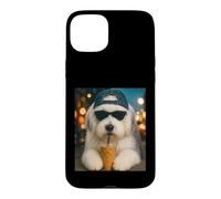 Old English Sheepdog Drinking Iced Coffee Funny Dog Lover Case for iPhone 15 Plus