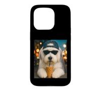 Old English Sheepdog Drinking Iced Coffee Funny Dog Lover Case for iPhone 15 Pro