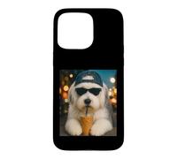 Old English Sheepdog Drinking Iced Coffee Funny Dog Lover Case for iPhone 15 Pro Max