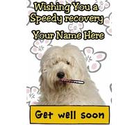 Old English Sheepdog Greeting Personalised Card Get Well Soon Card any name pid2