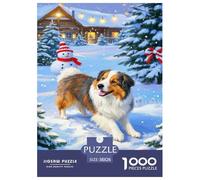 Old English Sheepdog Jigsaw 1000 Pieces Challenge Game for Adults,Snow Scene Impossible Jigsaw Puzzles 1000 Piece Educational Games for Adults Or Families 38x26cm/1000pcs