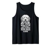 Old English Sheepdog My Dog Winks Secret Code Tank Top