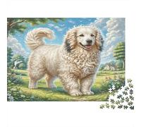 Old English Sheepdog Paper Poodle Mix in Grassy Field with Flowers Jigsaw Puzzle Set Brain Training Birthday Gift 38x26cm/1000pcs