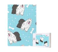 Old English Sheepdog Pattern,300 Pieces Wooden Jigsaw Family Game Jigsaw Puzzles for Adults Teens