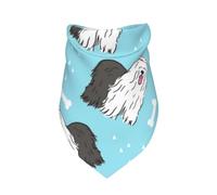 Old English Sheepdog Pattern,Bib Scarf Triangle Hood Adjustable Pet Scarf Washable Hood Suitable for Small, Medium and Large Dogs and Cats