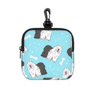 Old English Sheepdog Pattern, Coin Purse Square Zipper Storage Bag, Change Pouch with Lobster Buckle Clasp Buckle, Change Purse