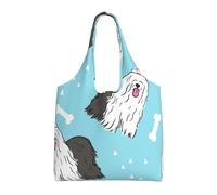 Old English Sheepdog Pattern,Reusable Tote Bags Grocery Bags Large Capacity Canvas Shopping Shoulder bag