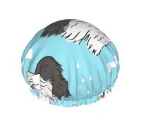 Old English Sheepdog Pattern,Shower Cap Nightcap Double Layer Waterproof Elastic Bath Cap Reusable Hair Cap