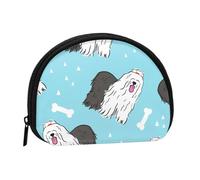 Old English Sheepdog Pattern, Women's Storage Bag Shell Makeup Bag Small Coin Purse Shell Change Pouch