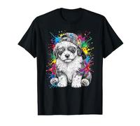 Old English Sheepdog Puppy Paint Splashes w Cap Value Graphic T-Shirt