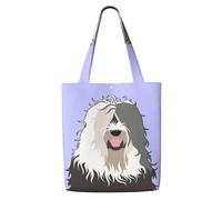 Old English Sheepdog,Reusable Grocery Bags Shopping Tote Bags Large Capacity Canvas Shoulder bag