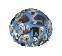 Old English Sheepdog,Shower Cap Nightcap Double Layer Waterproof Elastic Bath Cap Reusable Hair Cap