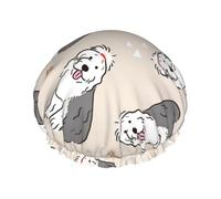 Old English Sheepdog,Shower Cap Nightcap Double Layer Waterproof Elastic Bath Cap Reusable Hair Cap