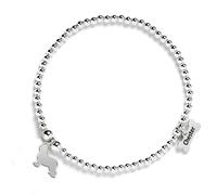 Old English Sheepdog Silhouette Silver Ball Bead Bracelet - Personalised