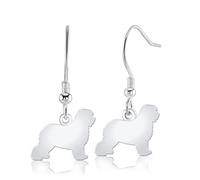 Old English Sheepdog Silhouette Silver Earrings