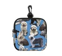 Old English Sheepdog, Square Zipper Storage Bag, Neoprene Coin Purse, Small Wallets, Change Pouch, Change Purse