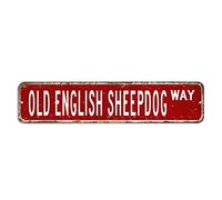 Old English Sheepdog Street Sign You Me and The Dogs Tin Sign 4x18in Customized Windproof Aluminum Sign Farmhouse Wall Sign Decor for Business Home Bar Room Garage