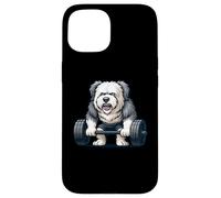 Old English Sheepdog Weightlifting Bodybuilder Workout Gym Case for iPhone 15