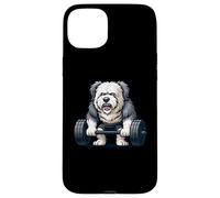 Old English Sheepdog Weightlifting Bodybuilder Workout Gym Case for iPhone 15 Plus