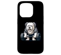 Old English Sheepdog Weightlifting Bodybuilder Workout Gym Case for iPhone 15 Pro