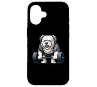 Old English Sheepdog Weightlifting Bodybuilder Workout Gym Case for iPhone 16