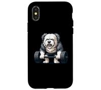 Old English Sheepdog Weightlifting Bodybuilder Workout Gym Case for iPhone X/XS