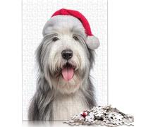 Old English Sheepdog with Santa Hat Puzzles 1000 Piece Puzzles for Teenagers Gifts Puzzle for Adults And Teenager 1000pcs (75x50cm)