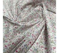 Old English Traditional Floral Polycotton Fabric Material *Sold Per Metre* 113cm Wide (OLE Ditsy - Cream) (ONE - METRE)