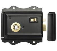 Old English Victorian Style Latch Lock Snib + Teak Beehive Rim Door Knob Set (Rim Lock Only)