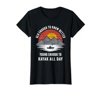 Old Enough to Know Better Funny Kayaking Value Graphic T-Shirt, Women, Black, XL