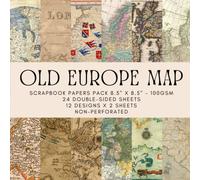 Old Europe Map: Scrapbook Papers Pack 8.5" x 8.5" 100gsm, 24 Double-Sided Sheets, 12 Designs x 2 Sheets, Non-Perforated