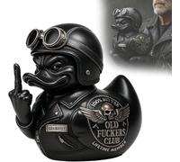 Old F*ckers Club Duck Figurine, Funny Lifetime Member Rebel Duck Statue, Cool Middle Finger Biker Duck Decor, Humorous Motorcycle Collectible Ornament, Novelty Gag Gift for Men(Style-B)