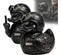 Old F*ckers Club Duck Figurine, Funny Lifetime Member Rebel Duck Statue, Cool Middle Finger Biker Duck Decor, Humorous Motorcycle Collectible Ornament, Novelty Gag Gift for Men(A and B)
