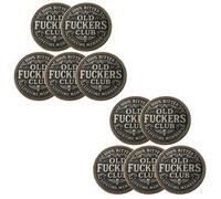 Old F*ckers Club - Lifetime Member Coin, Funny Old F*ckers Club Still Kicking Member Coin, No Rules No Filters Challenge Coins, Fuck Skull Beer Double-Sided Design, Gag Gift (10 pcs)