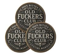 Old F*ckers Club - Lifetime Member Coin, Funny Old F*ckers Club Still Kicking Member Coin, No Rules No Filters Challenge Coins, Fuck Skull Beer Double-Sided Design, Gag Gift (3 pcs)