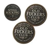 Old F*ckers Club - Lifetime Member Coin, Funny Old Fu*kers Club Still Kicking Challenge Coin, Fuck Skull Beer Double-sided Design Decision Coins, Novelty Bold Honor Coins Gag Gift (2Pcs)