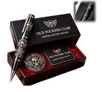 Old F*ckers Club Limited Edition Pen, Bold & Unapologetic Premium Metal Pens, Attitude - Not Just a Pen, Funny Black the Fearless ＆ Seasoned Pens with Collectors Box, Club Card ＆ Badge (1PC)