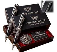 Old F*ckers Club Limited Edition Pen, Bold & Unapologetic Premium Metal Pens, Attitude - Not Just a Pen, Funny Black the Fearless ＆ Seasoned Pens with Collectors Box, Club Card ＆ Badge (2PCS)